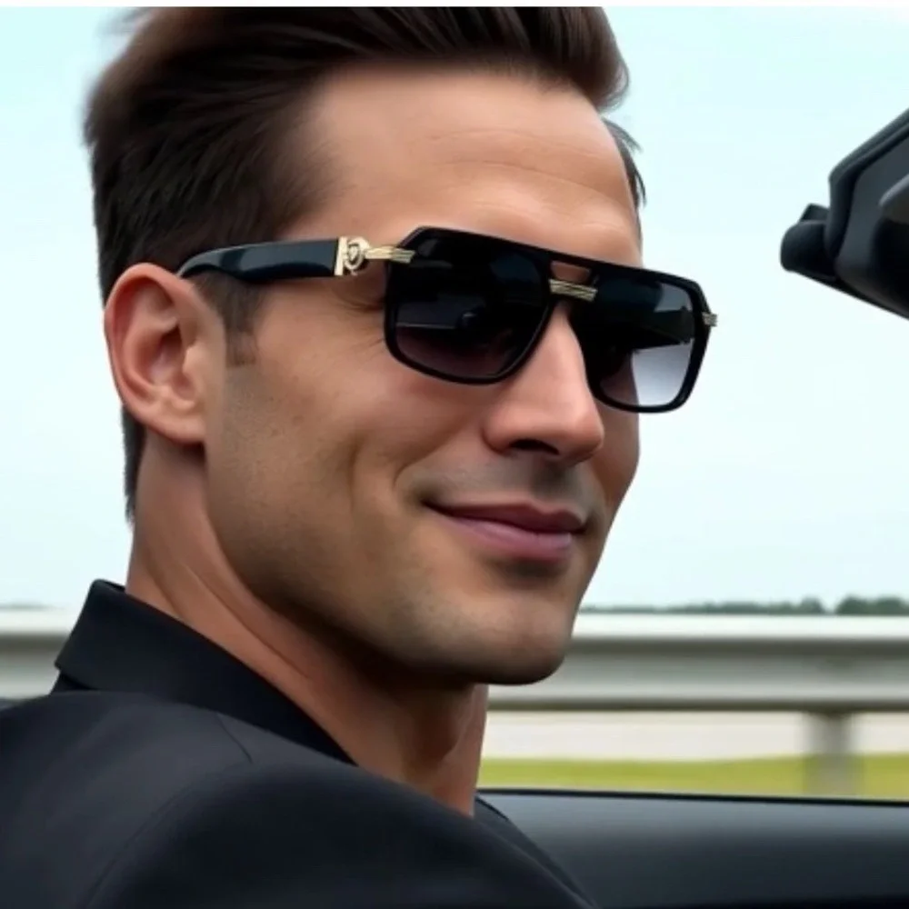 Men Sunglasses Classy Square Dark Black Lens Cholo Style Hip Hop Gangster Lentes